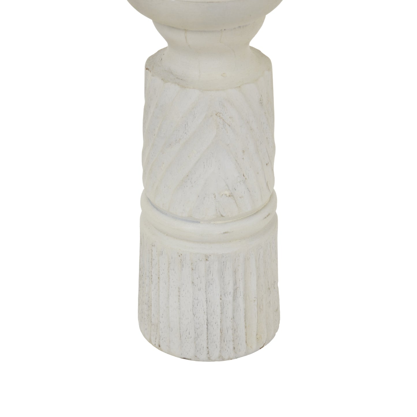 Prelude White Carved Candle Holder - Medium