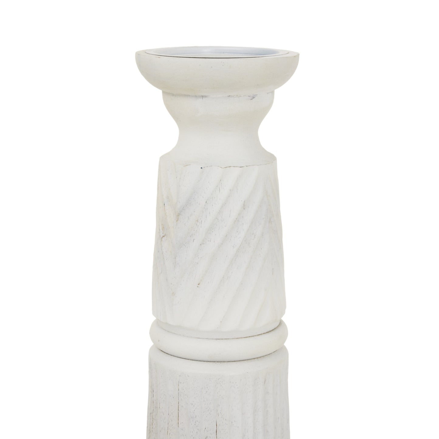 Prelude White Carved Candle Holder - Large