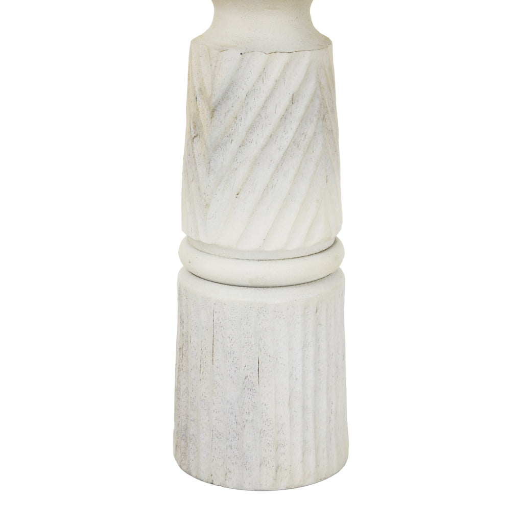 Prelude White Carved Candle Holder - Large