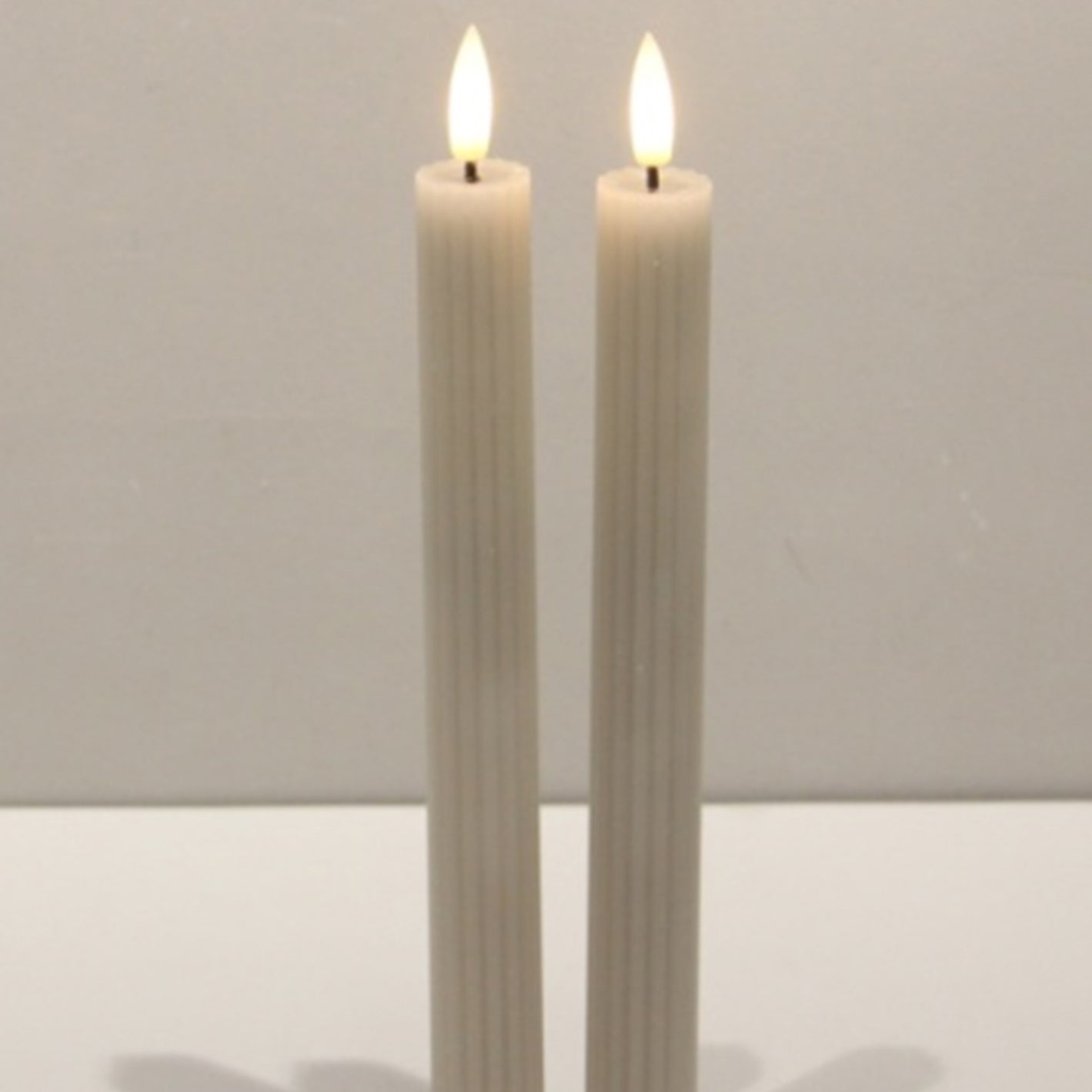 Harper Natural Glow Taupe  Ribbed Taper Candles