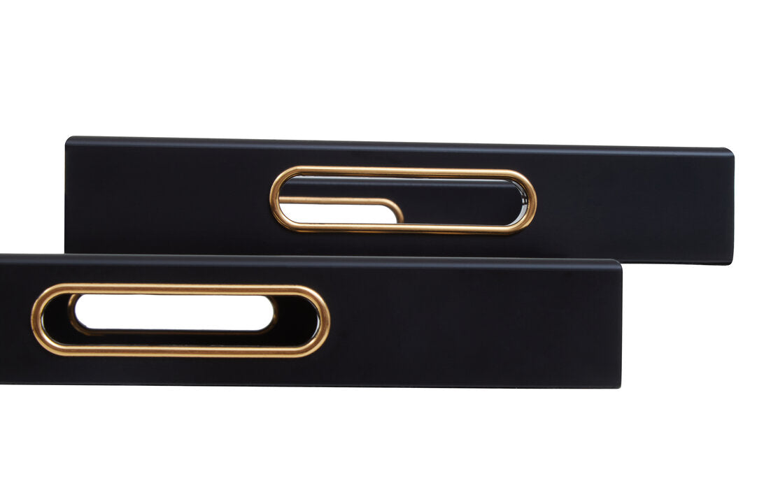 Varell Black & Gold Rectangular Trays - Set of 2