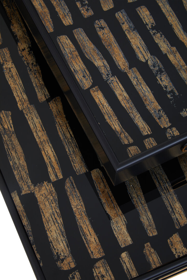 Varell Black & Gold Rectangular Trays - Set of 2
