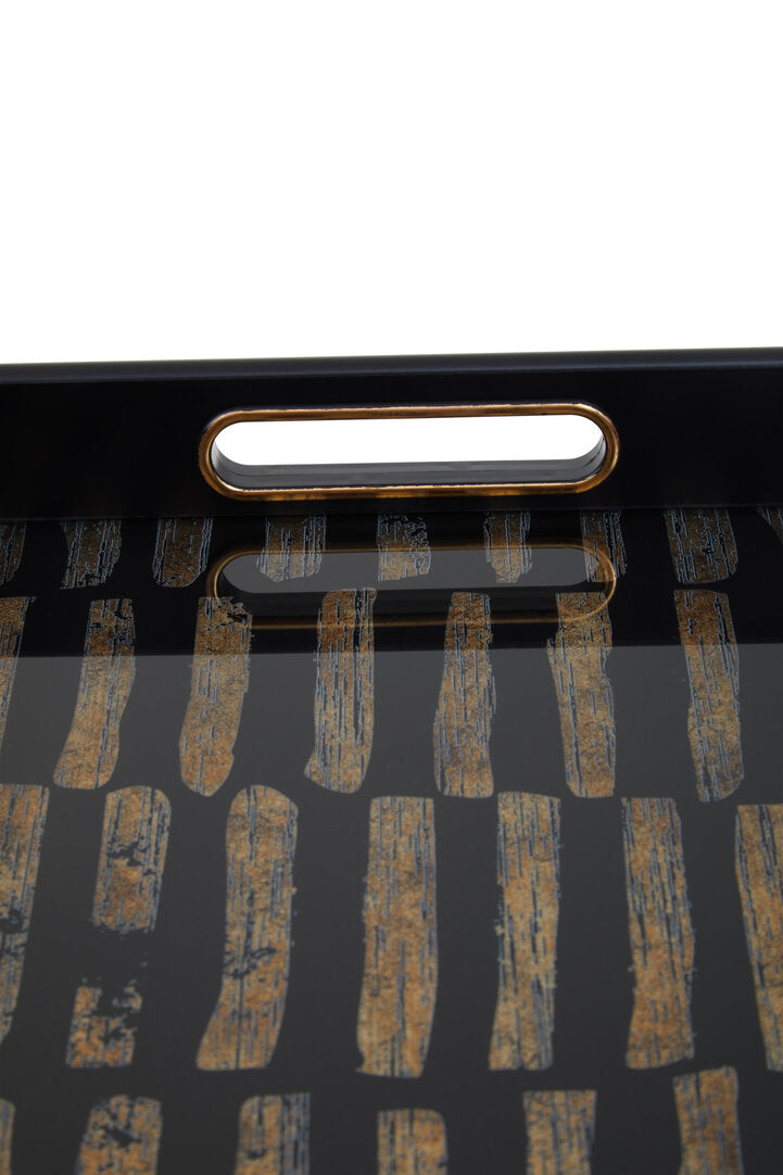 Varell Black & Gold Rectangular Trays - Set of 2