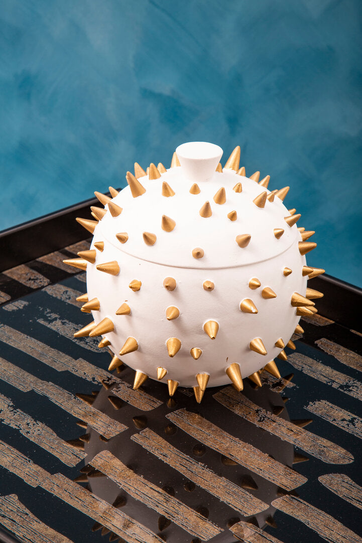 Luna Spike Box - Small - White & Gold