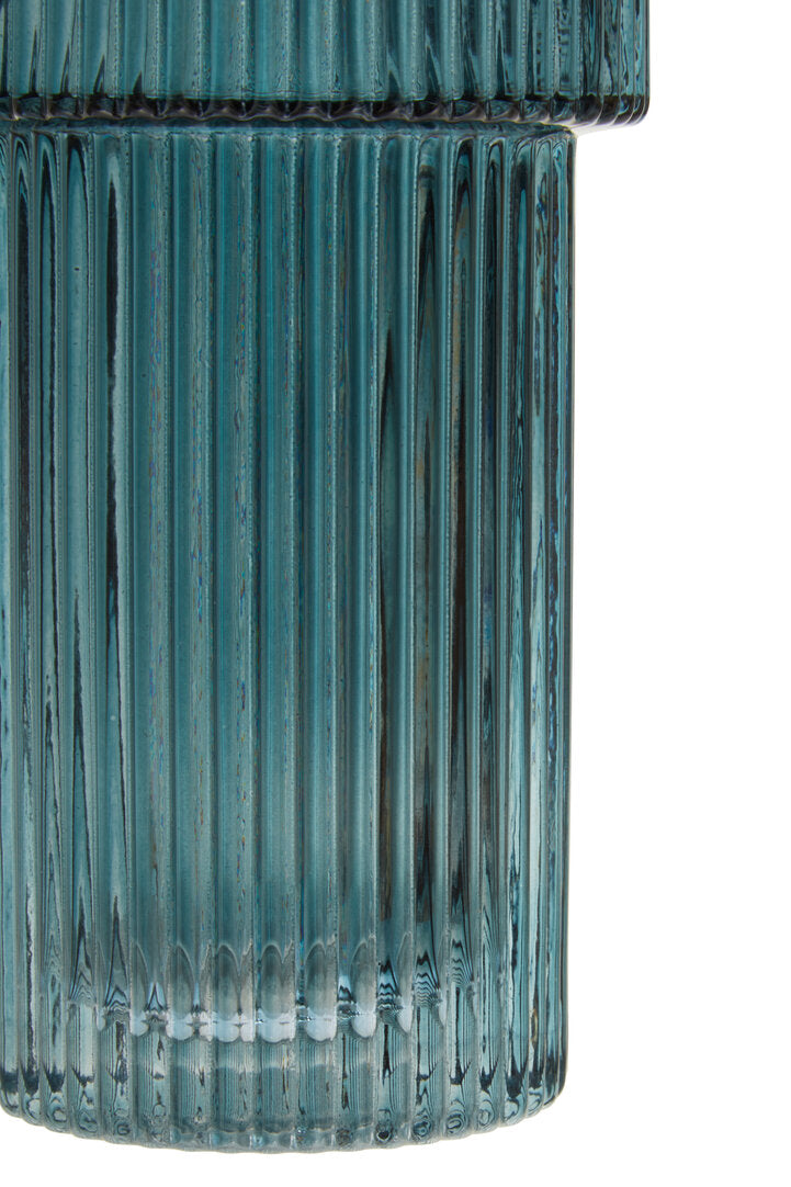 Sierra Blue Ribbed Glass Vase - Small