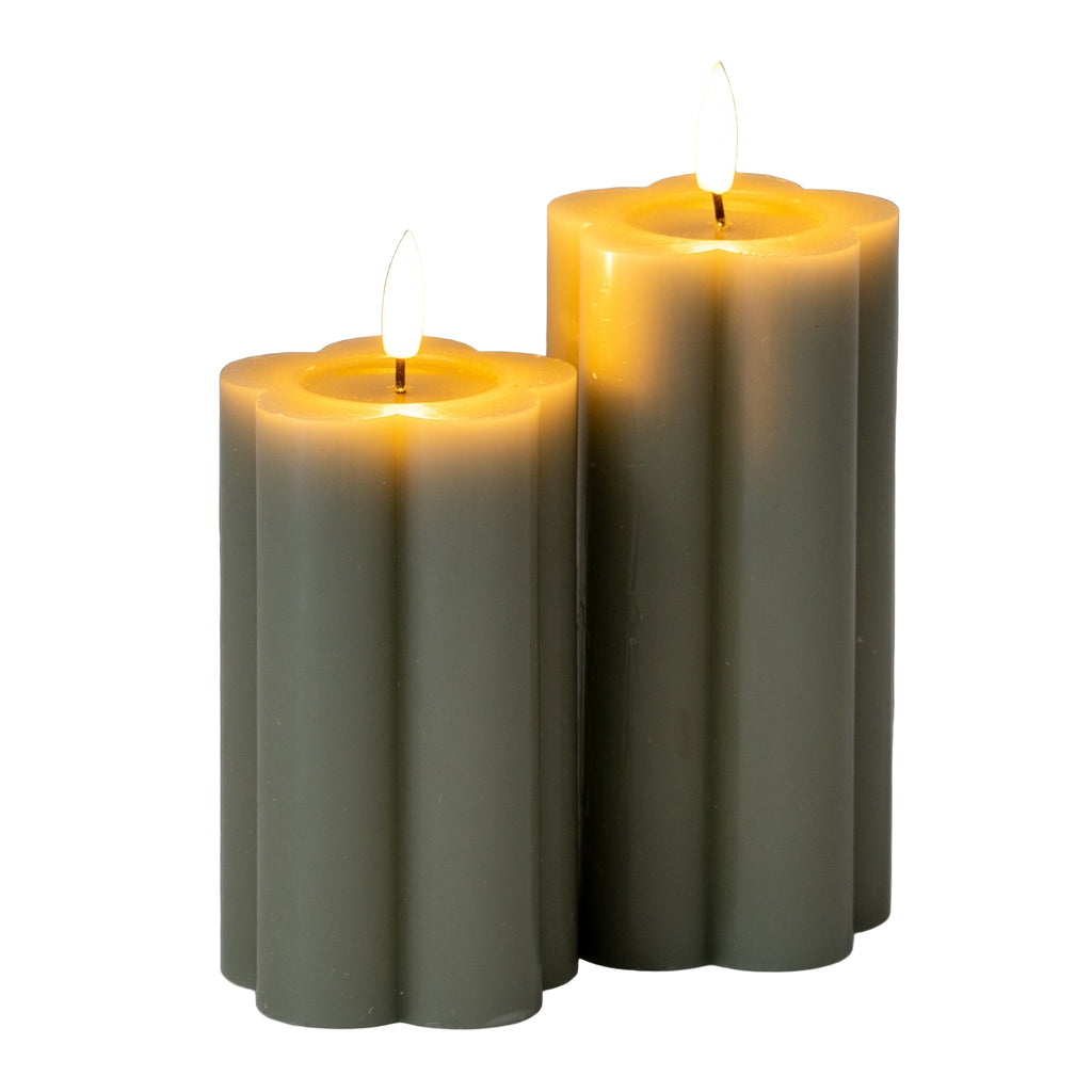 Harper Natural Glow 2.75x6 Grey Pillar LED Candle