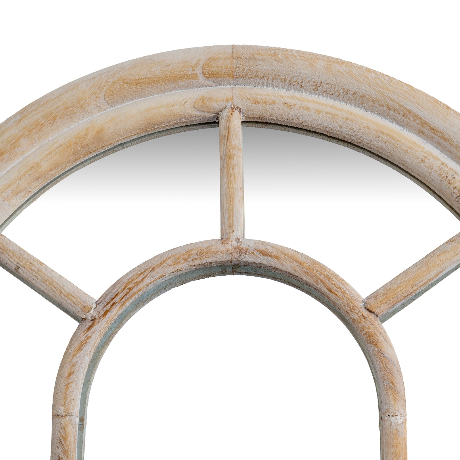 Orlae Washed Wood Tall Arched Window Mirror
