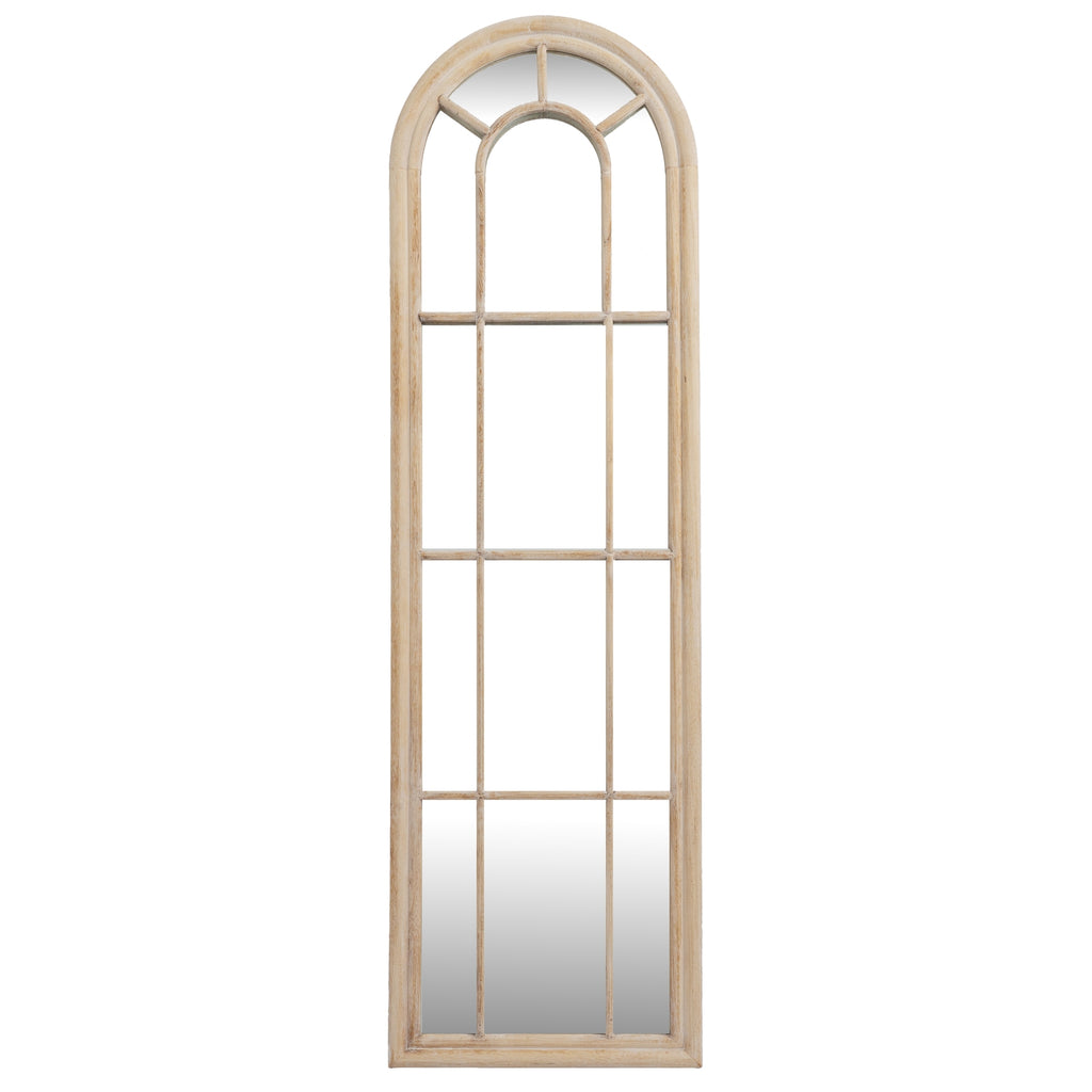 Orlae Washed Wood Tall Arched Window Mirror