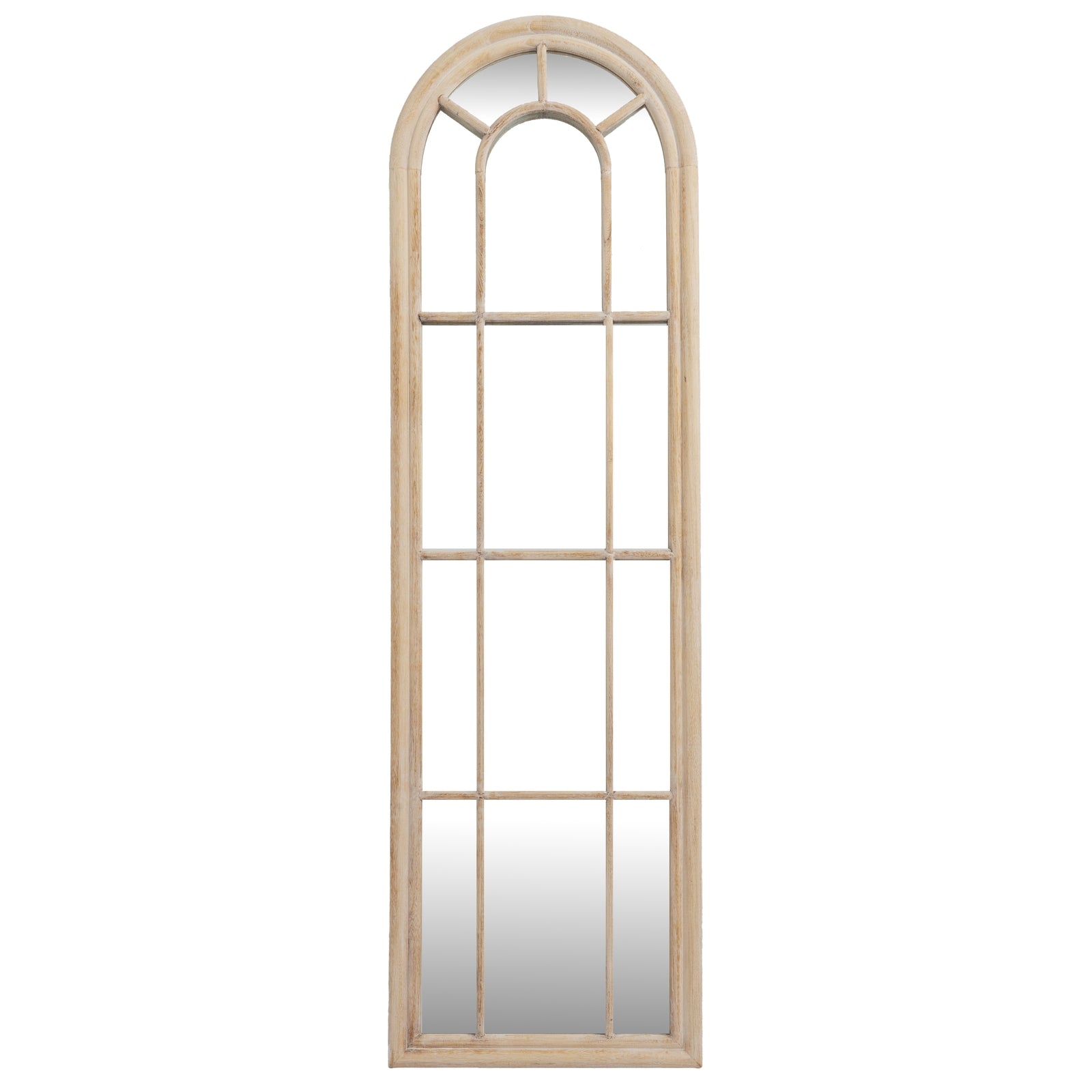 Orlae Washed Wood Tall Arched Window Mirror