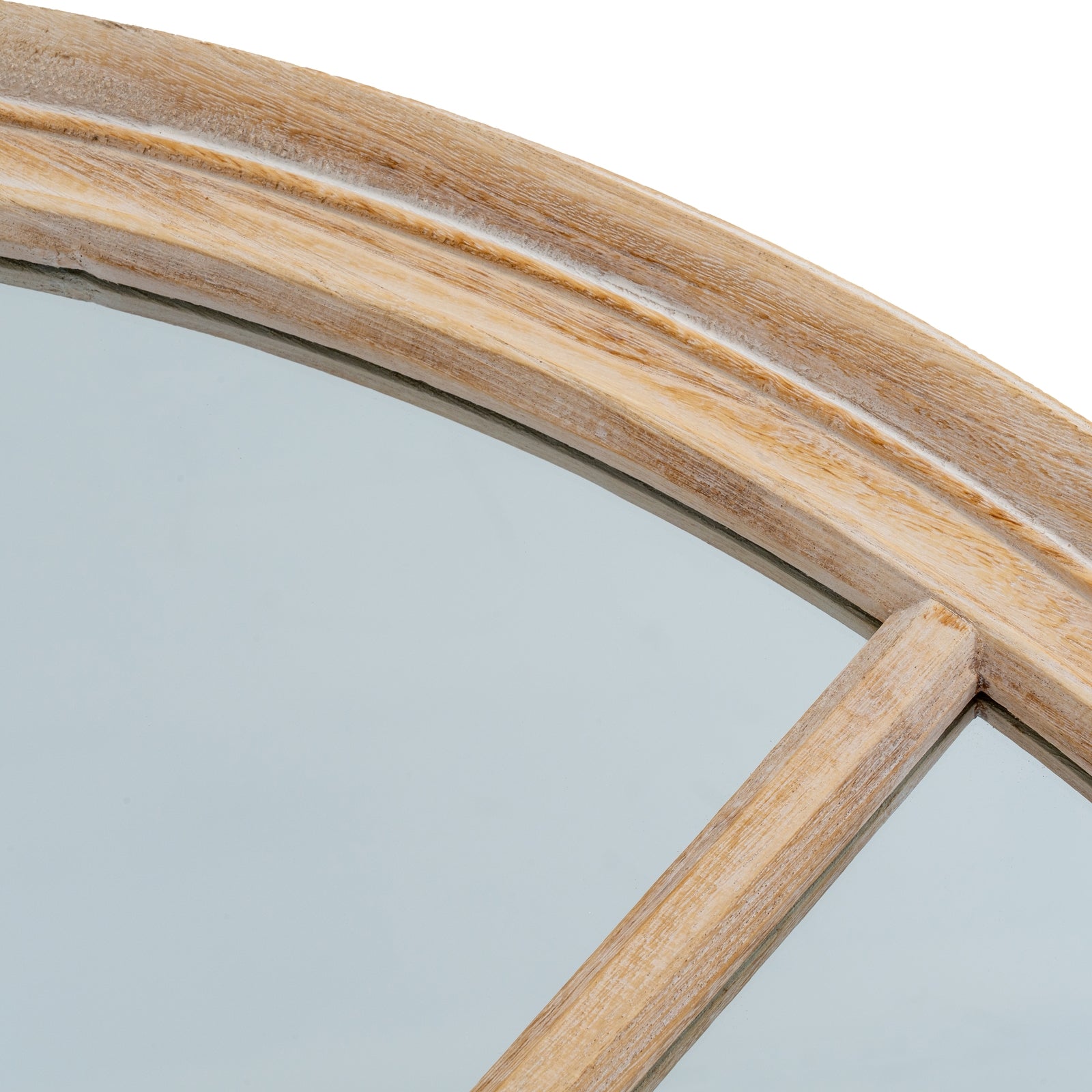 Orlae Washed Wood Round Window Mirror