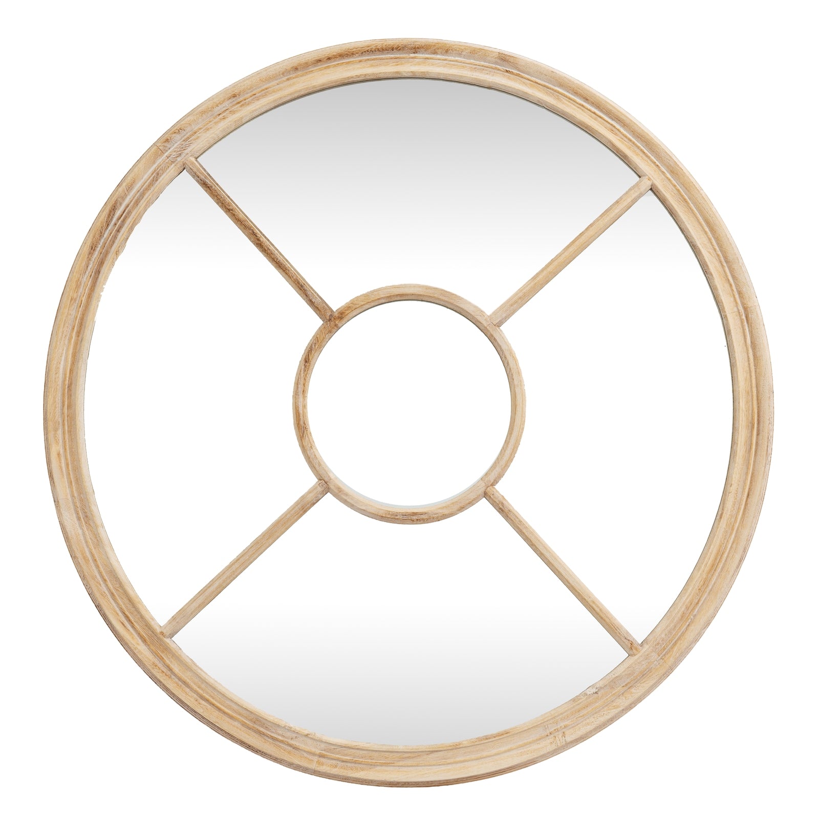 Orlae Washed Wood Round Window Mirror