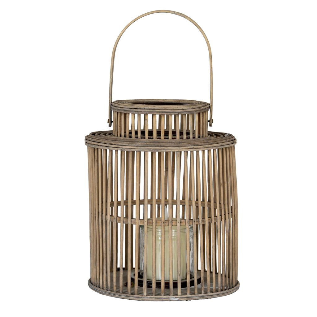 Summerland Cylinder Wicker Lantern With Glass Holder