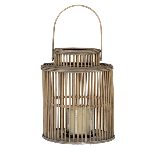 Summerland Cylinder Wicker Lantern With Glass Holder