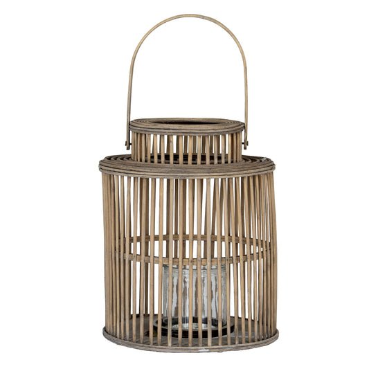 Summerland Cylinder Wicker Lantern With Glass Holder