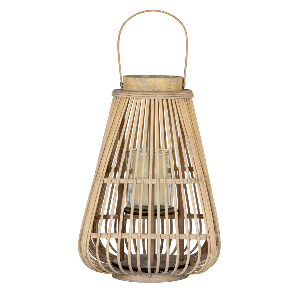 Belden Peardrop Wicker Lantern With Glass Holder - Large