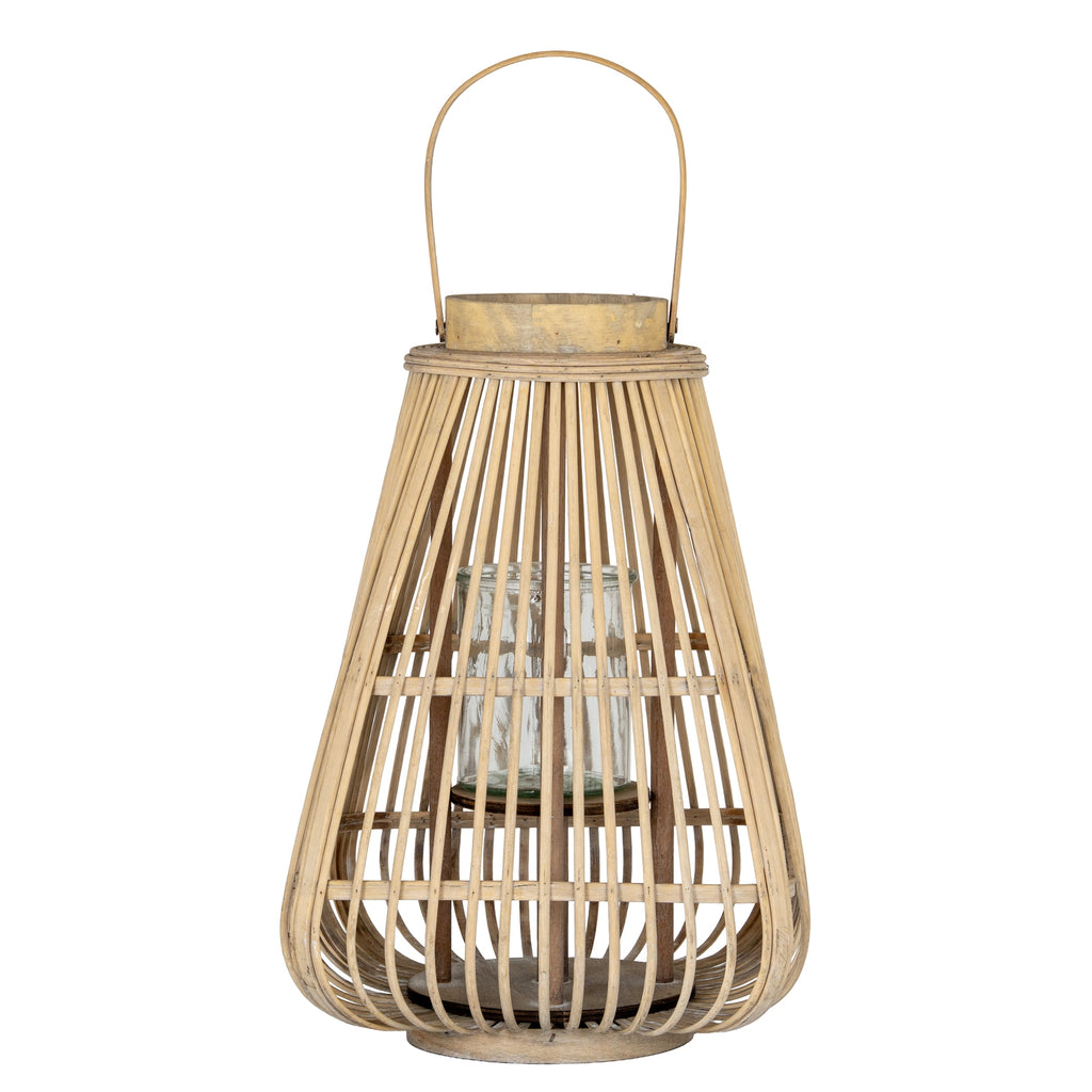 Belden Peardrop Wicker Lantern With Glass Holder - Large