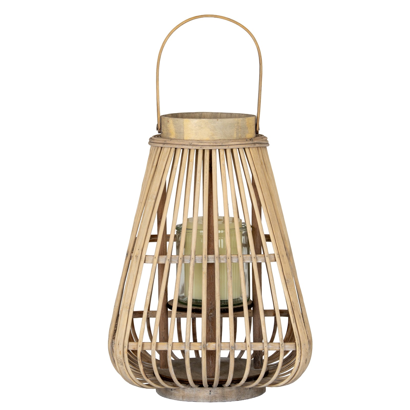 Belden Peardrop Wicker Lantern With Glass Holder - Medium