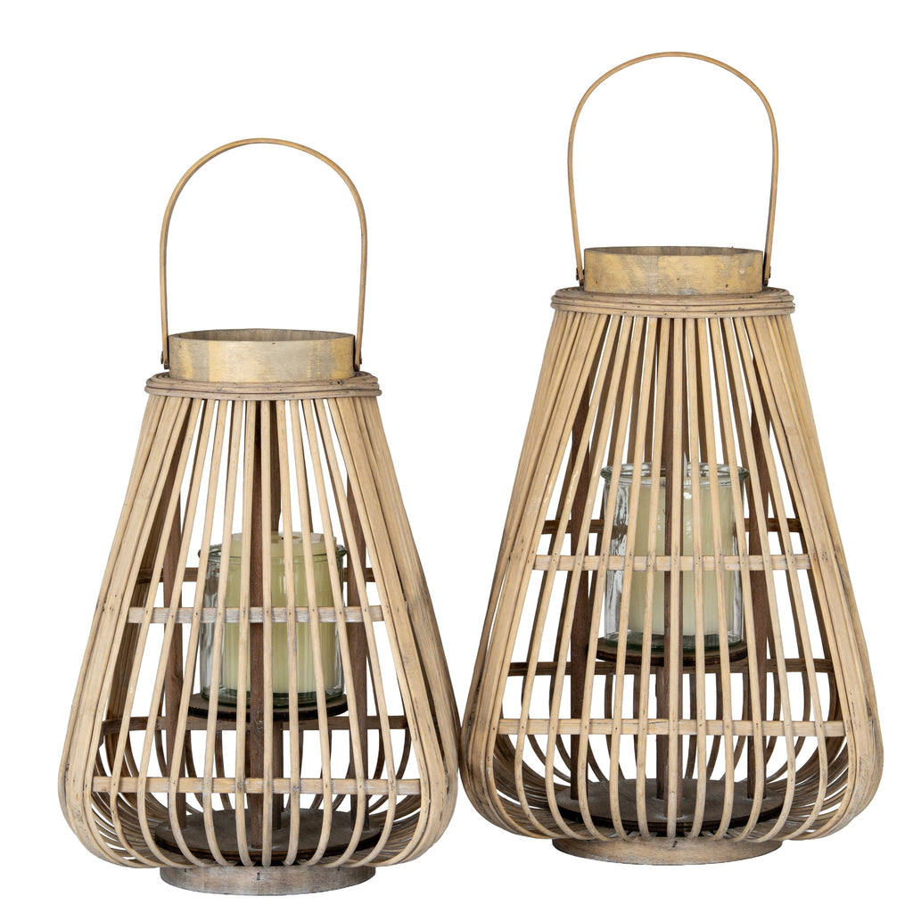 Belden Peardrop Wicker Lantern With Glass Holder - Medium