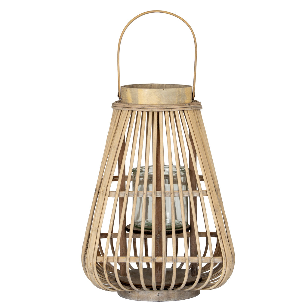 Belden Peardrop Wicker Lantern With Glass Holder - Medium