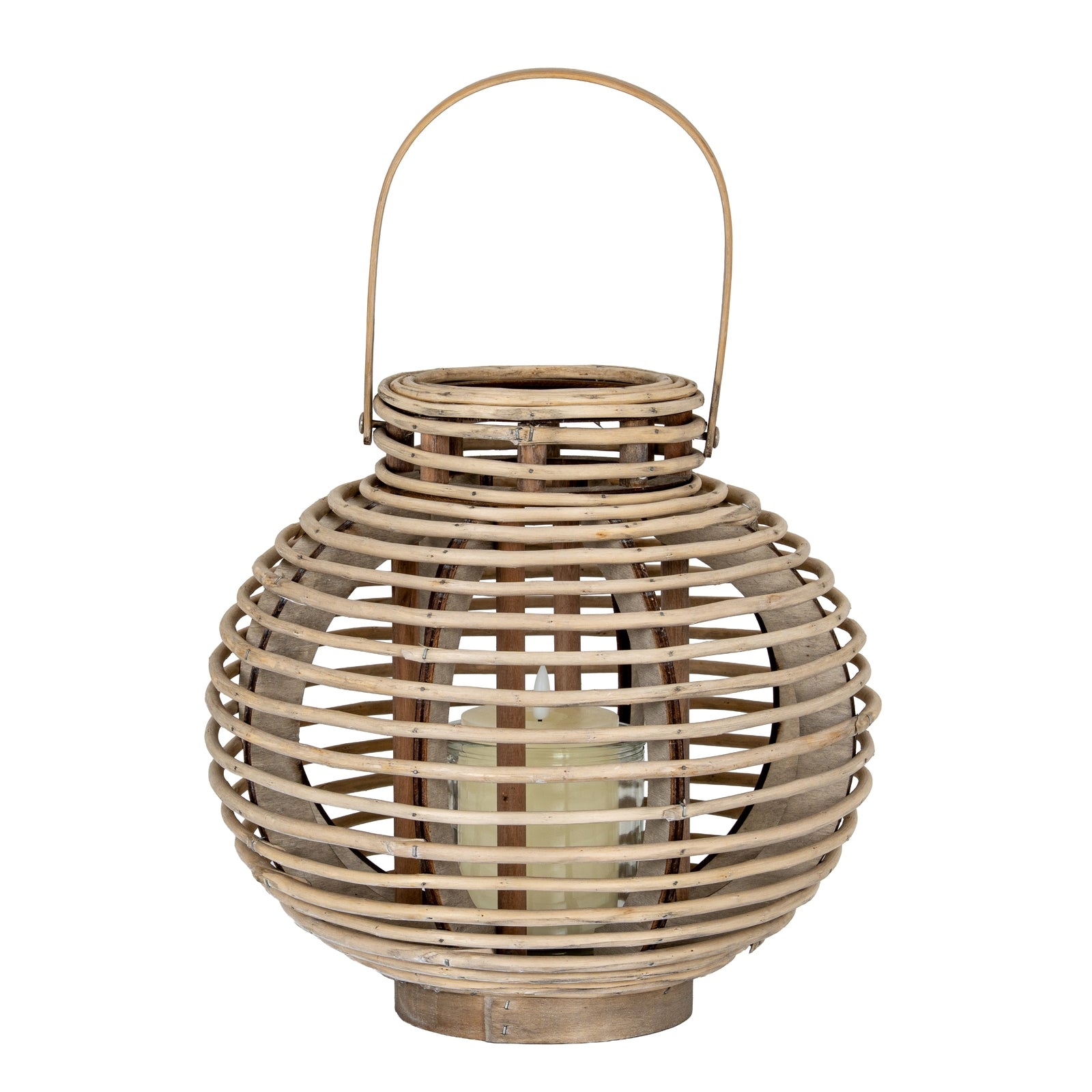 Round Willow Lantern With Glass Holder - Large