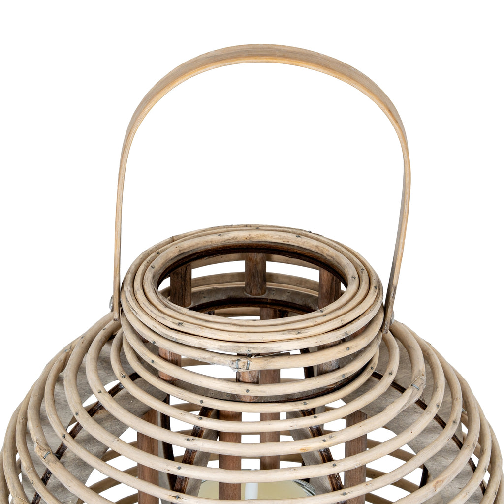 Round Willow Lantern With Glass Holder - Large