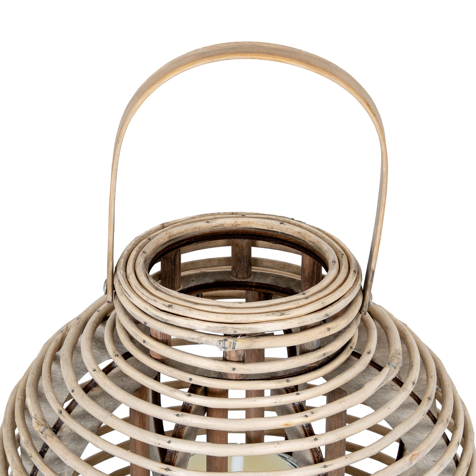 Round Willow Lantern With Glass Holder - Large