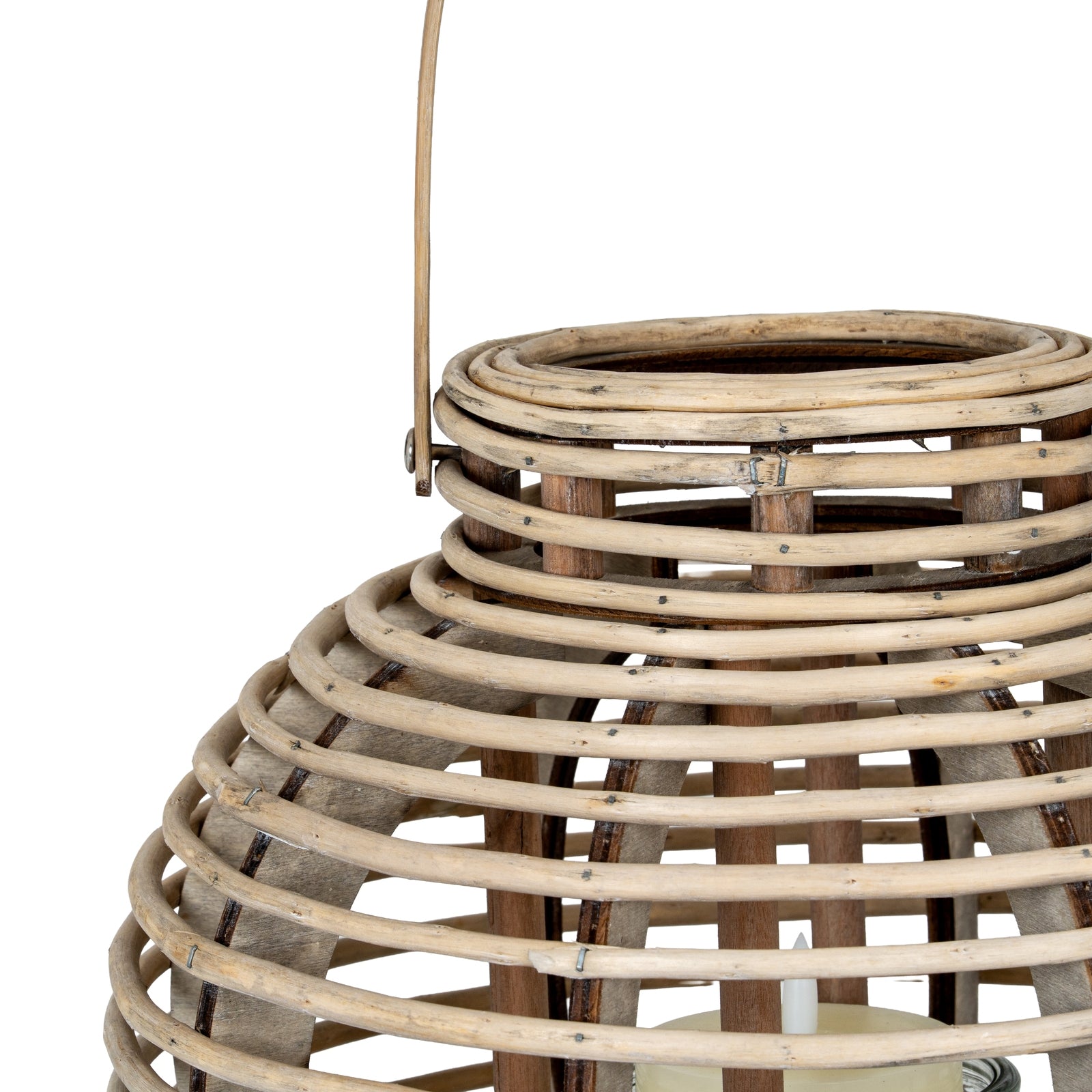 Round Willow Lantern With Glass Holder - Large