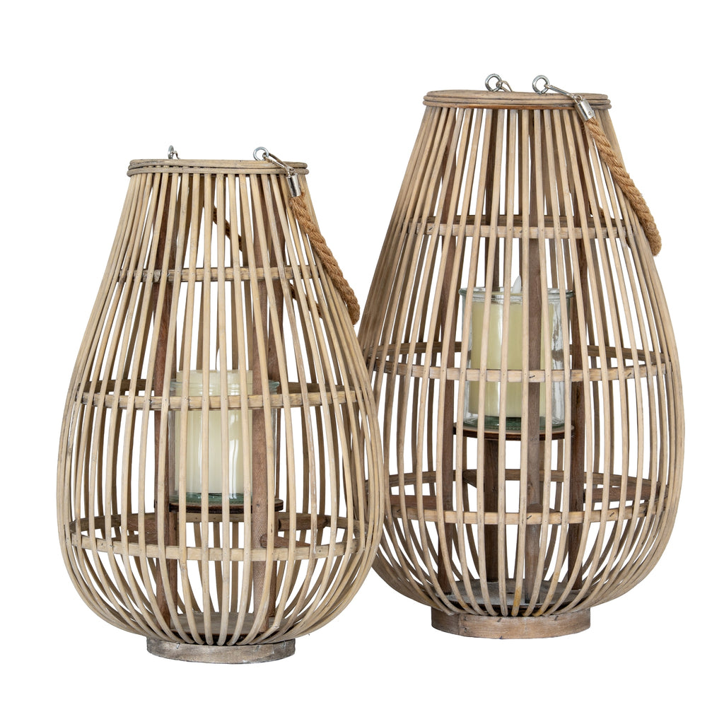 Wonder Wicker Lantern With Glass Holder - Large