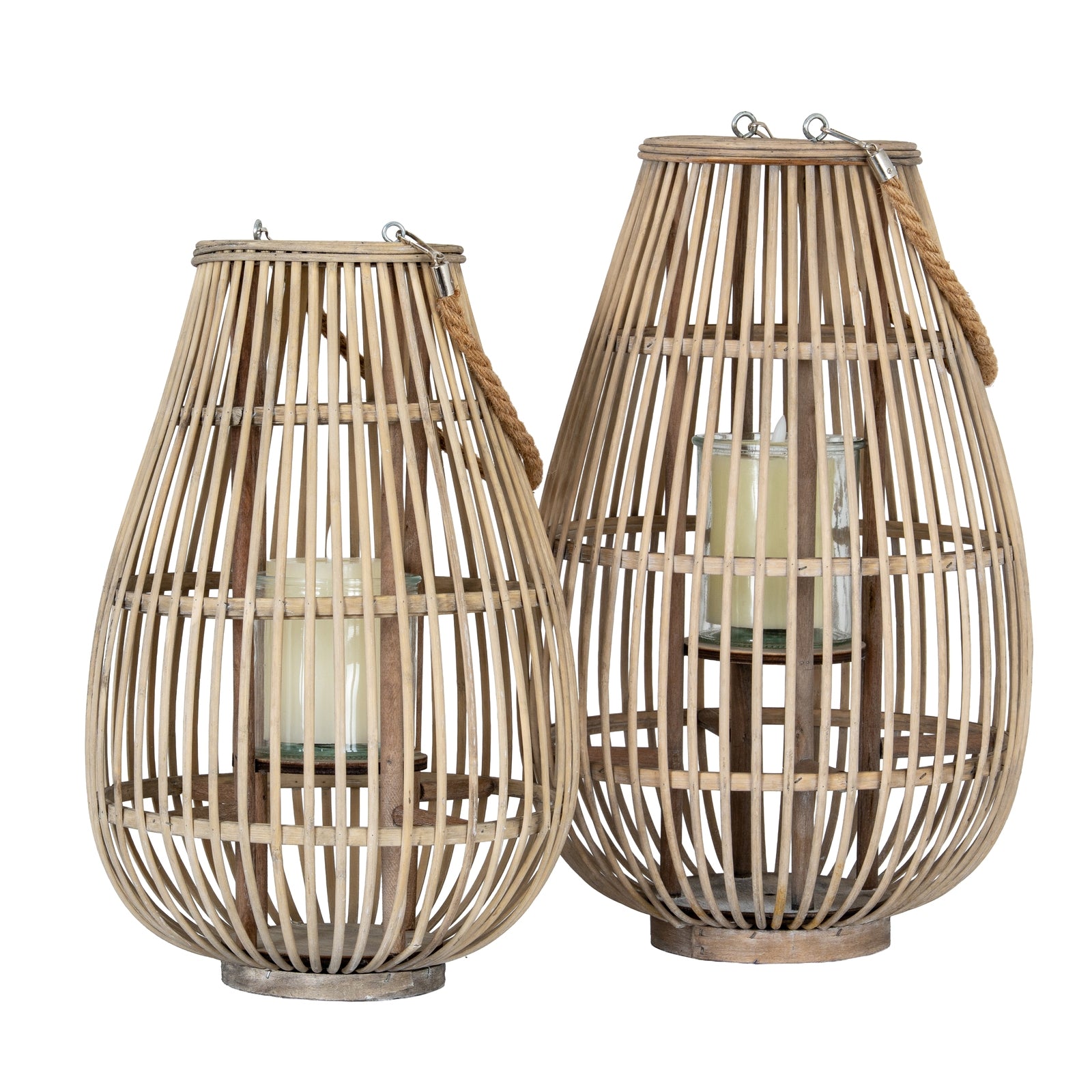 Wonder Wicker Lantern With Glass Holder - Large