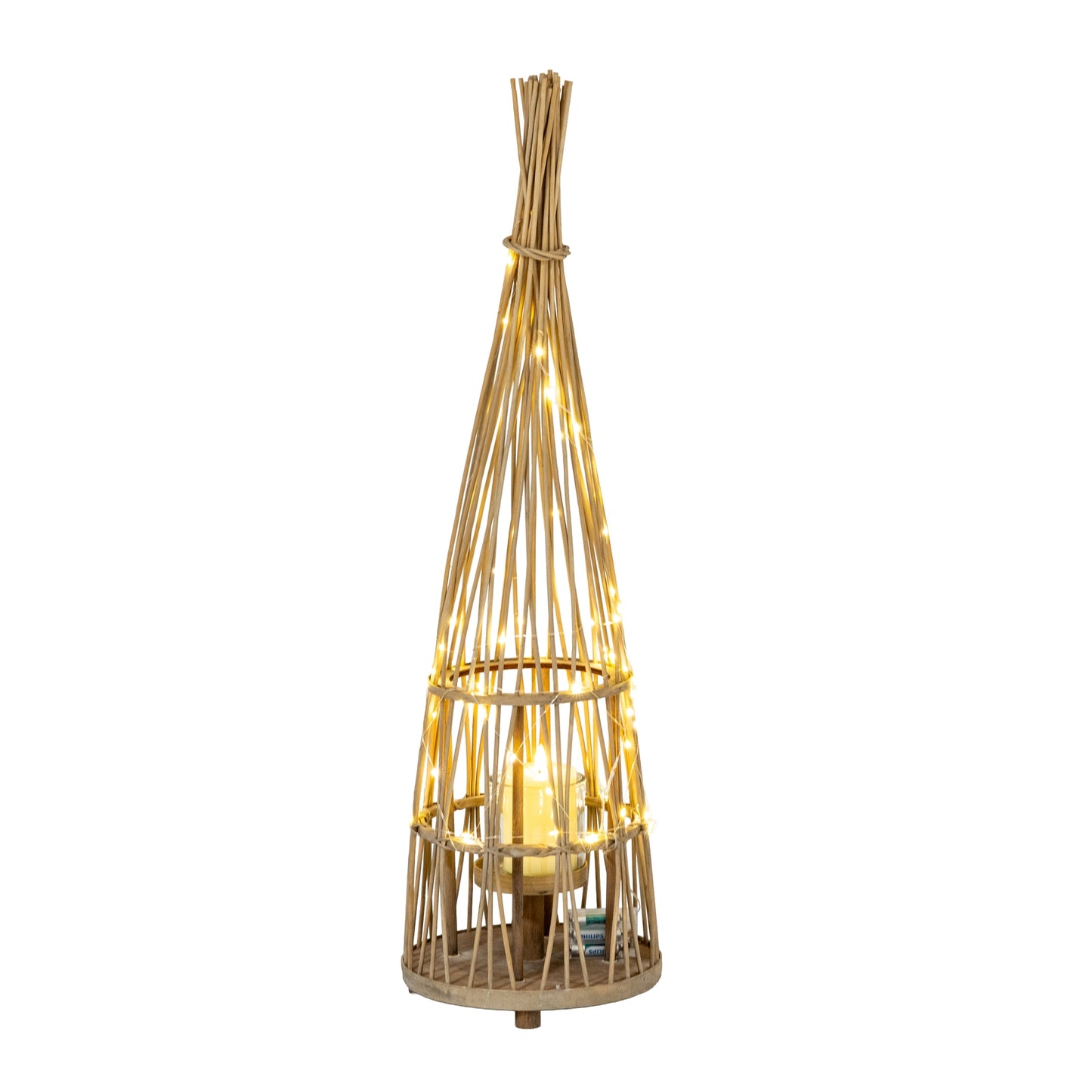 Wonderland Conical Wicker LED Lantern - Medium