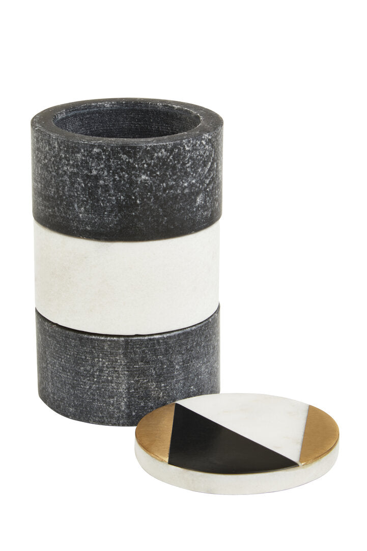 Rhea Black & White Marble Stacking Trinket Boxes - Set of 3