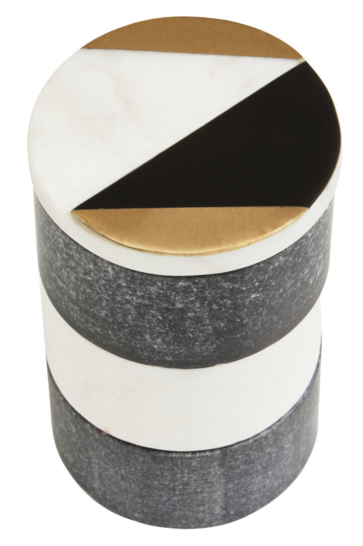 Rhea Black & White Marble Stacking Trinket Boxes - Set of 3