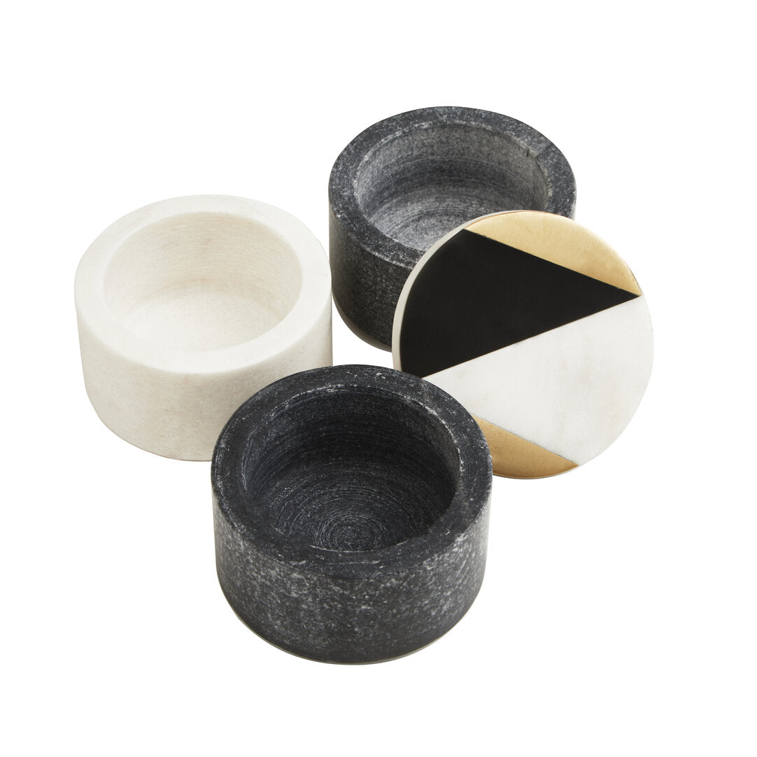 Rhea Black & White Marble Stacking Trinket Boxes - Set of 3