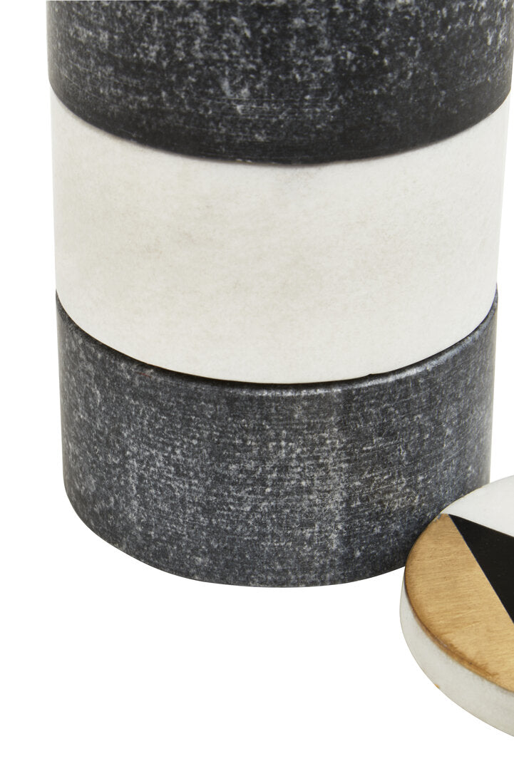 Rhea Black & White Marble Stacking Trinket Boxes - Set of 3
