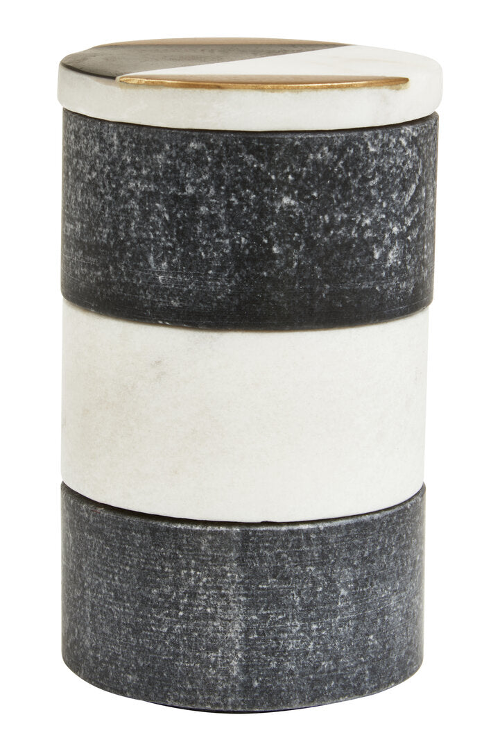Rhea Black & White Marble Stacking Trinket Boxes - Set of 3