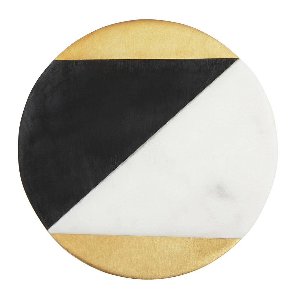 Rhea Black & White Marble Round Trinket Box