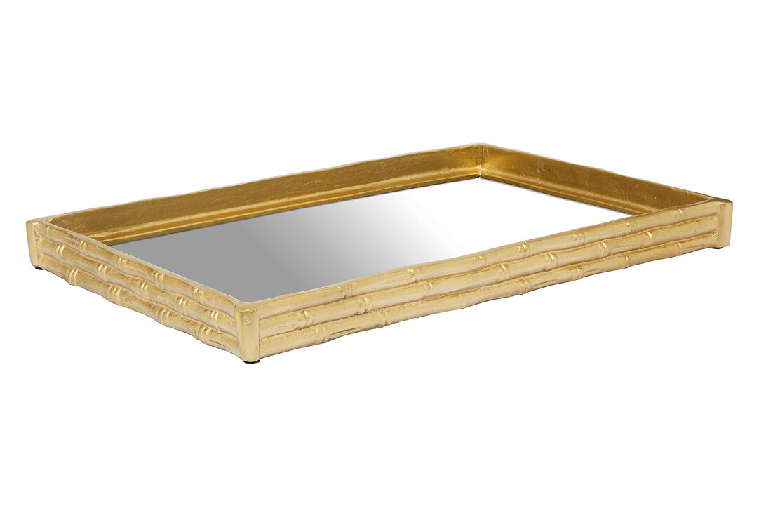 Trevino Bamboo Mirrored Tray - Gold