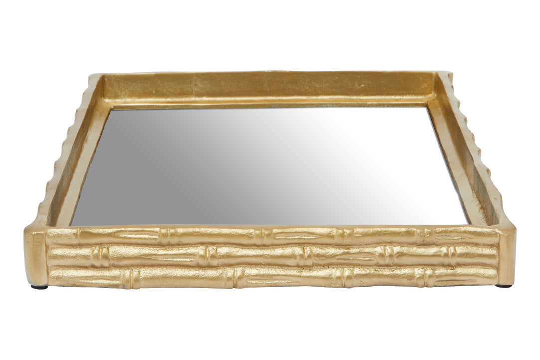 Trevino Bamboo Mirrored Tray - Gold