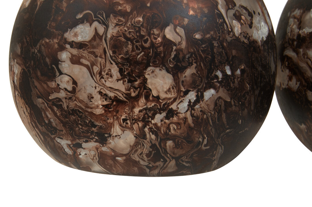 Luma Brown Marble Effect Tealight Holders - Set of 3