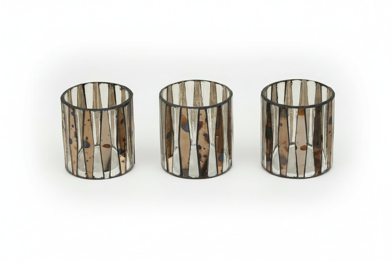 Selano Smoked Antique Finish Tealight Holders - Set of 3