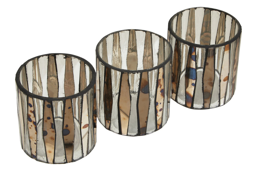 Selano Smoked Antique Finish Tealight Holders - Set of 3