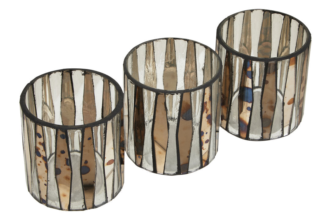 Selano Smoked Antique Finish Tealight Holders - Set of 3