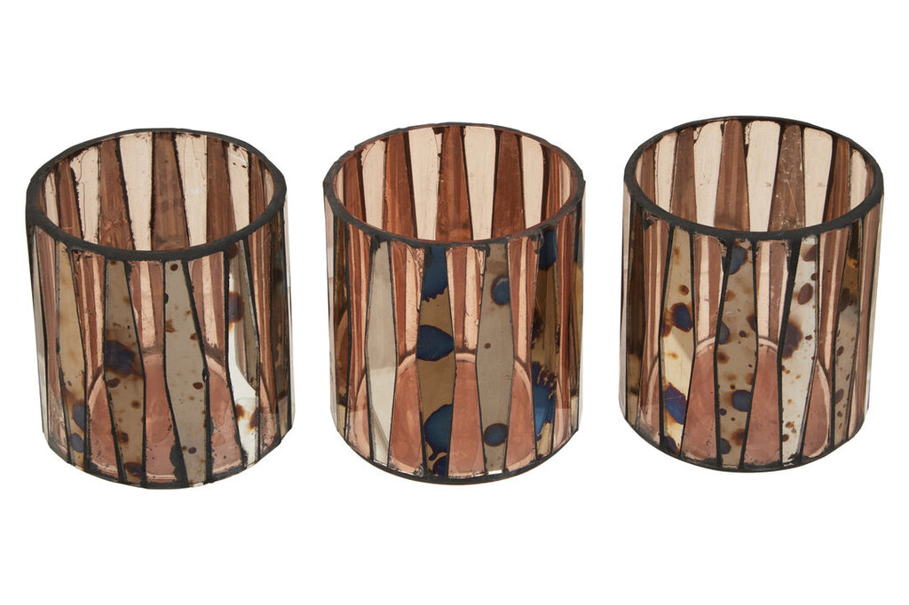 Selano Pink Antique Finish Tealight Holders - Set of 3