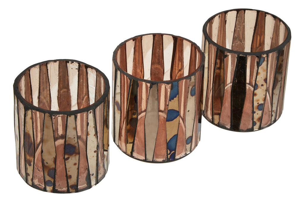 Selano Pink Antique Finish Tealight Holders - Set of 3
