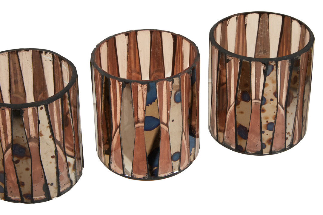 Selano Pink Antique Finish Tealight Holders - Set of 3