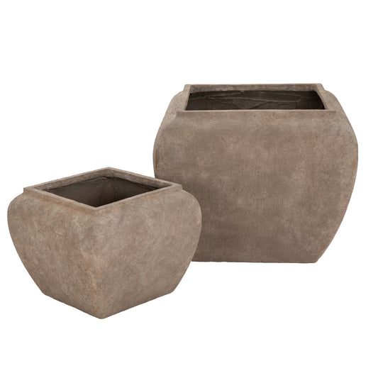 Linelle Square Drum Planters - Set of 2