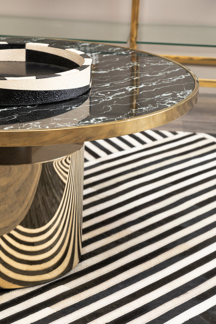 Tides Black And White Round Tray