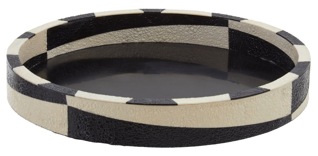 Tides Black And White Round Tray