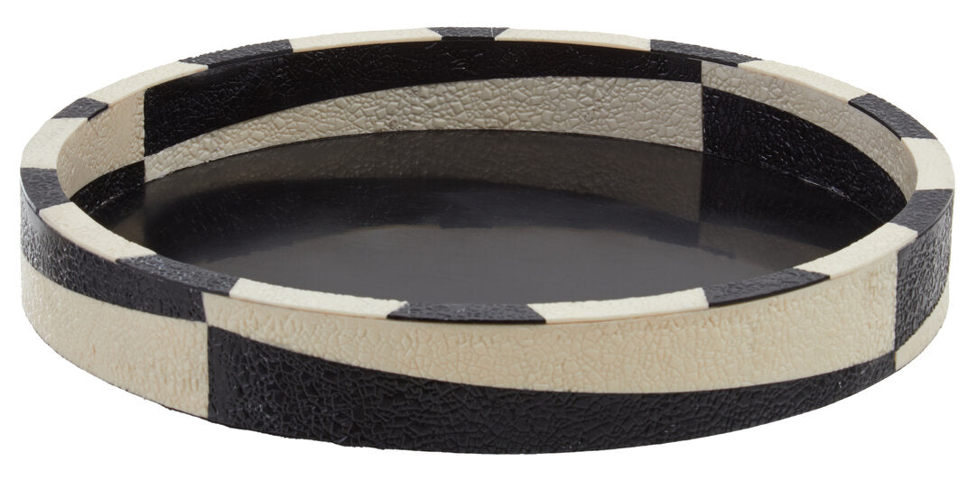 Tides Black And White Round Tray