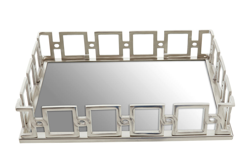 Sierra Rectangular Mirrored Tray - Nickel